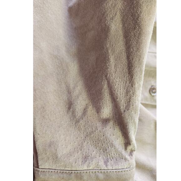 Y2K Vntg Suede Leather Monterey Bay Clothing Co. Button Down Tan Jacket Women XL - Picture 11 of 11